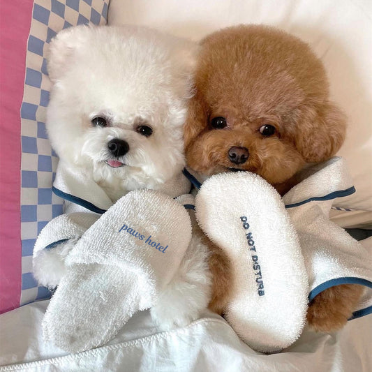 Pooch Bathrobe, Eye Mask, Slippers