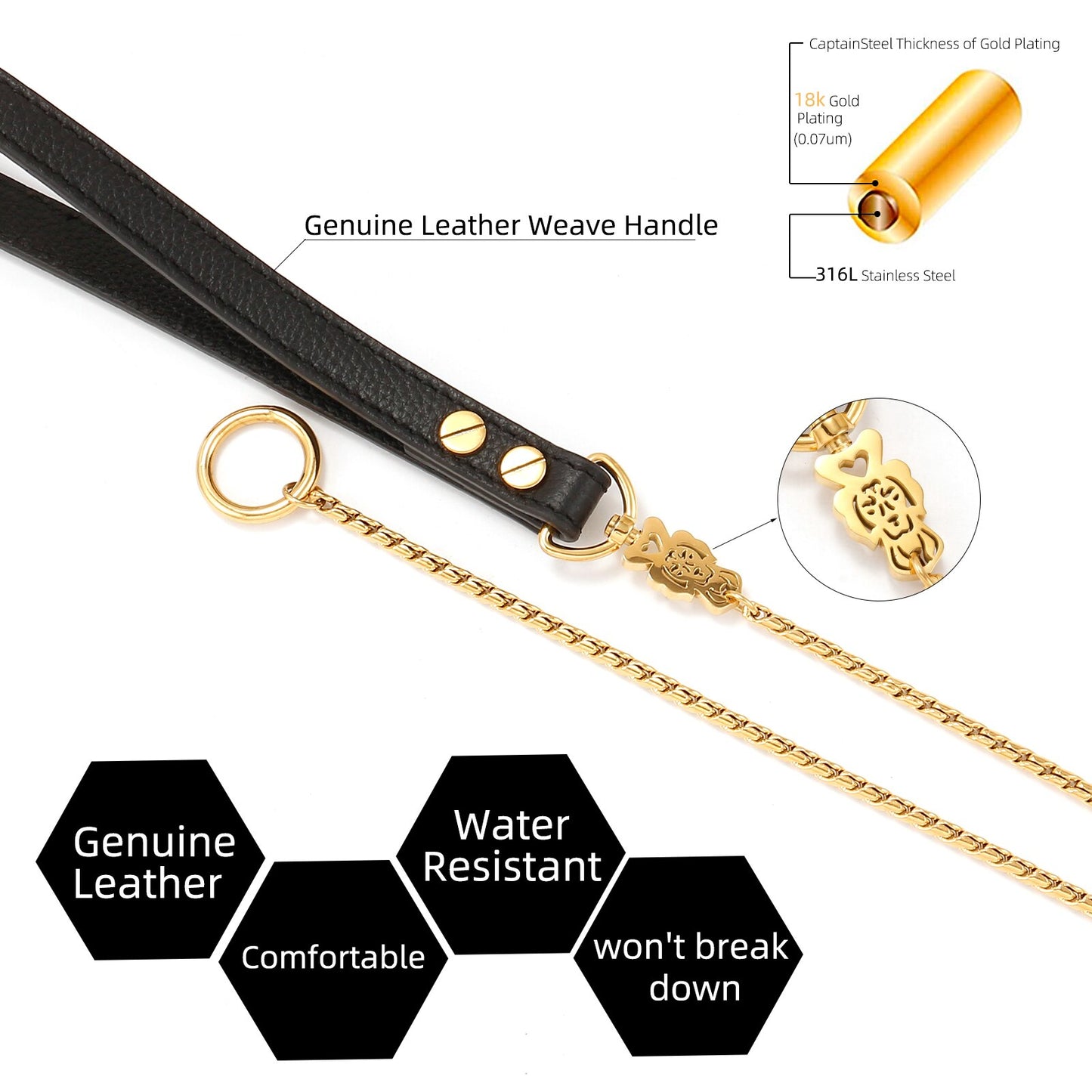 Pooch Dog Chain Necklace Leash